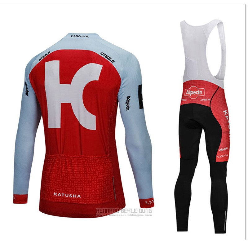 2018 Fahrradbekleidung Katusha Alpecin Rot Trikot Langarm und Tragerhose